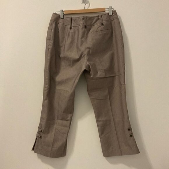 Brown Pin Striped Ankle Pants Petites 10P - Picture 3 of 10